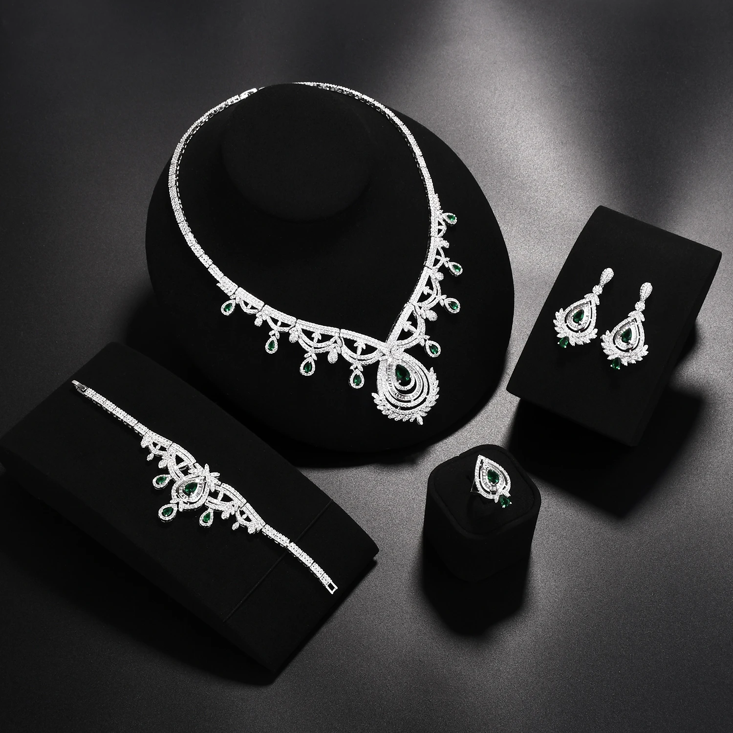 

Engagement jewelry set cubic zircon for female wedding Dubai bride jewelry set 4 pieces