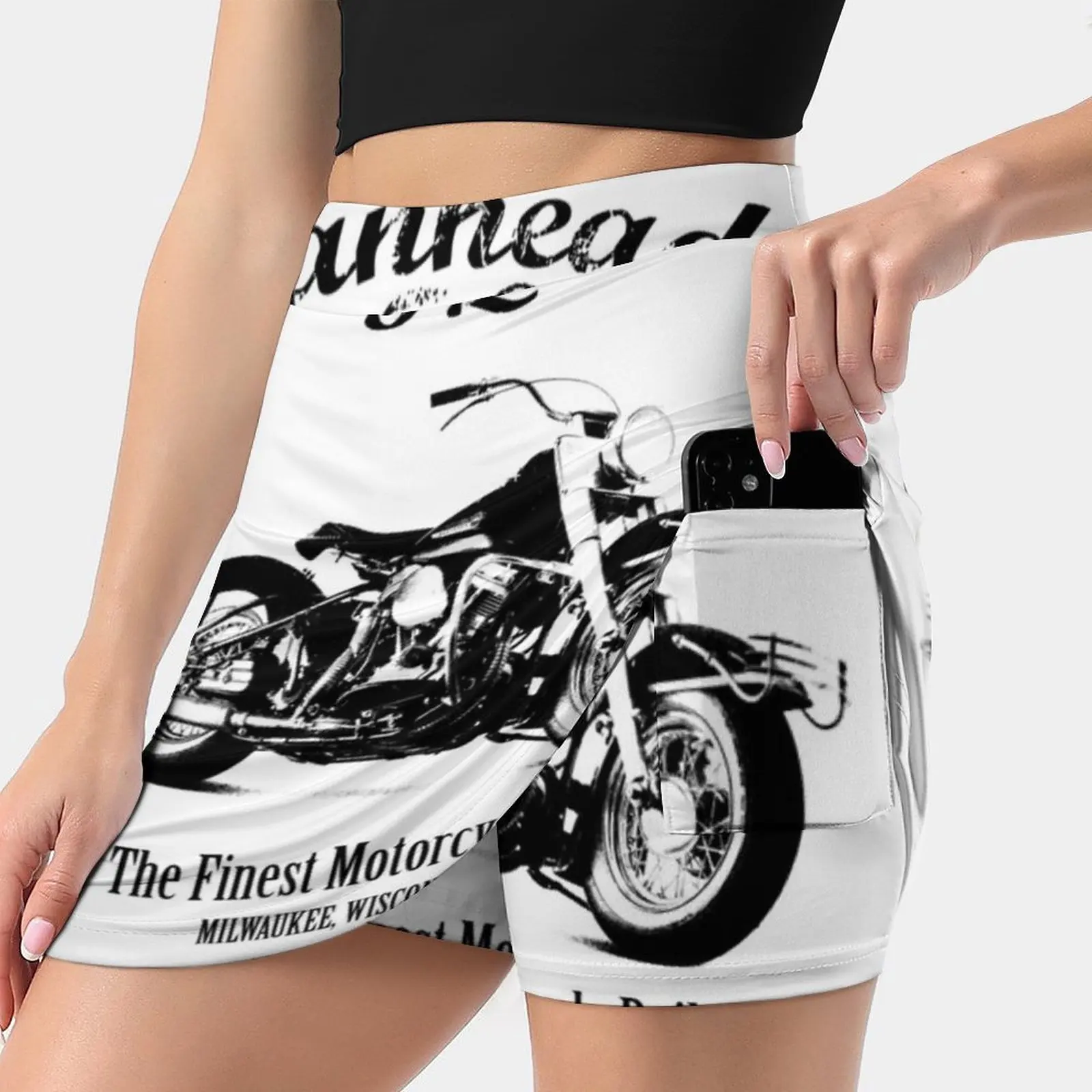 

Женская юбка The Fl Panhead со скрытым карманом, теннисная юбка, юбки для гольфа, юбки для бадминтона, юбки для бега, мотоциклетная юбка Panhead