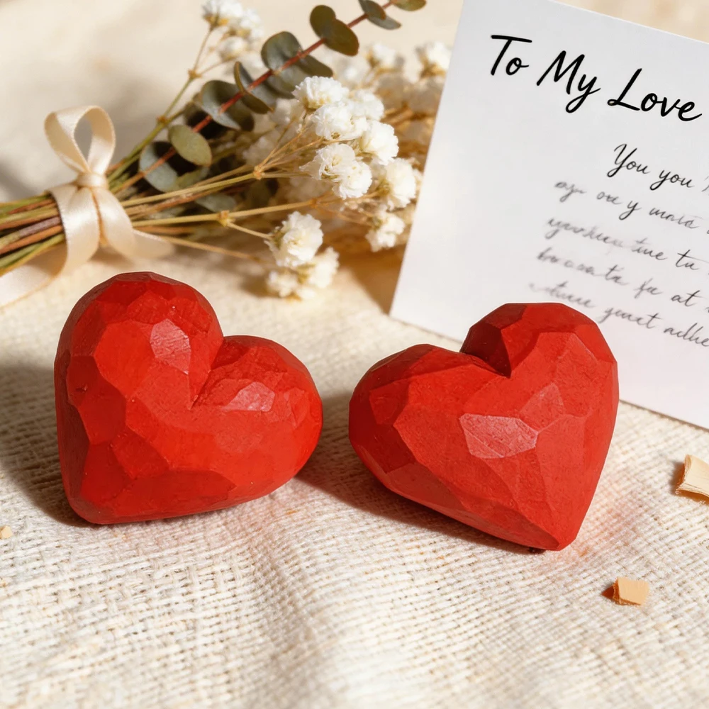 Handcrafted Wooden Heart Sculpture - Elegant Home and Desk Decor