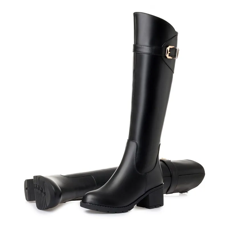 AIYUQI Women High Boots Genuine Leather New High-heel Fashion Women Riding Boots Large Size Round Toe Knight