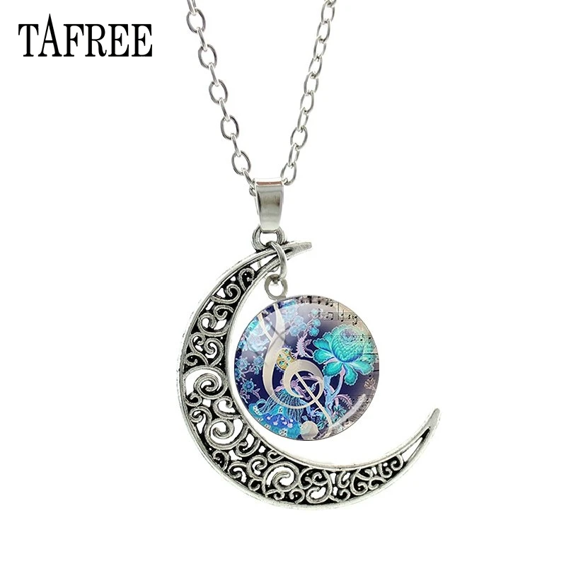 

Musical Notes Glass Cabochon Snap Pendant Necklace Vintage Chain Choker Necklace For Women Statement Necklace T74