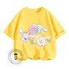 Cute Cinnamoroll Character Printed T-Shirts in Hip-Hop Street Style O-Neck Kawaii Tops for Fashionable Boys Girls This Summer 5