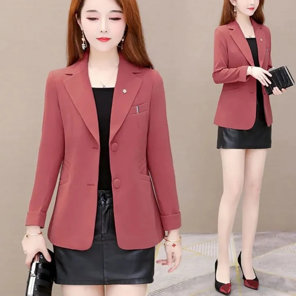Fashion Aoat Female 2024 New Korean Version Of Online Celebrity Casual Joker Temperament Slim Western-style Dress Female.