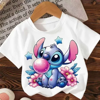 Summer Stitch Disney Children Boys Girls T Shirt Clothes Tops Letter A-Z Children's Clothing Short Sleeve Cute Birthday Gifts 1