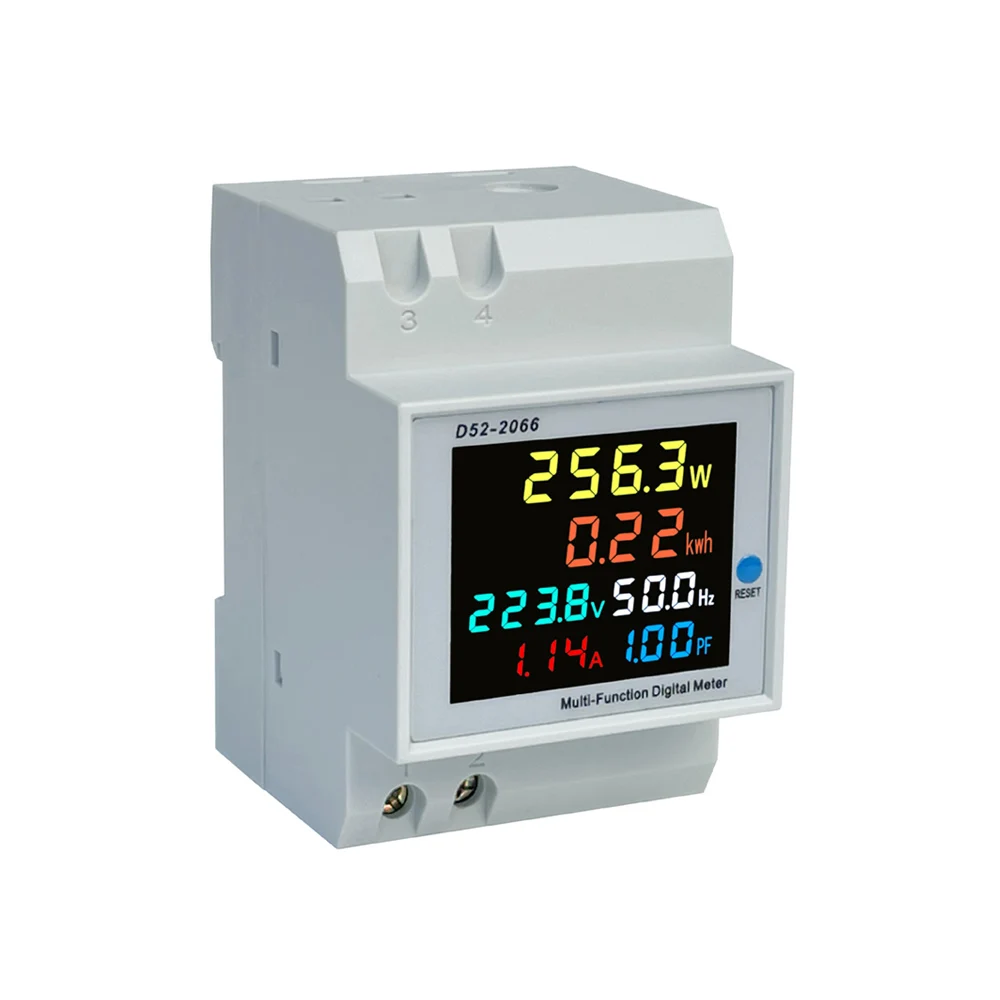 Single Phase Energy Meter Din Rail Wattmeter Voltmeter Ammeter Power Meter AC 40-300V 0-100A Energy Voltage Current Meter