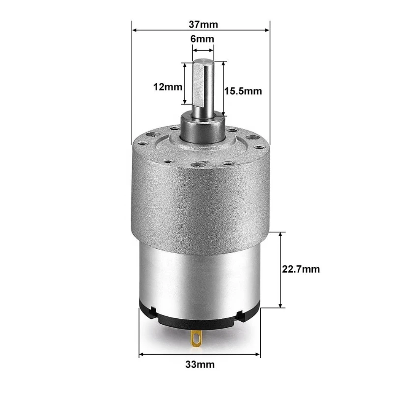 JGB37-520 Miniature High Torque Metal Gear Reducer Motor 6V/12V/24V 7RPM-960RPM Micro Speed Adjustable Forward And Reverse