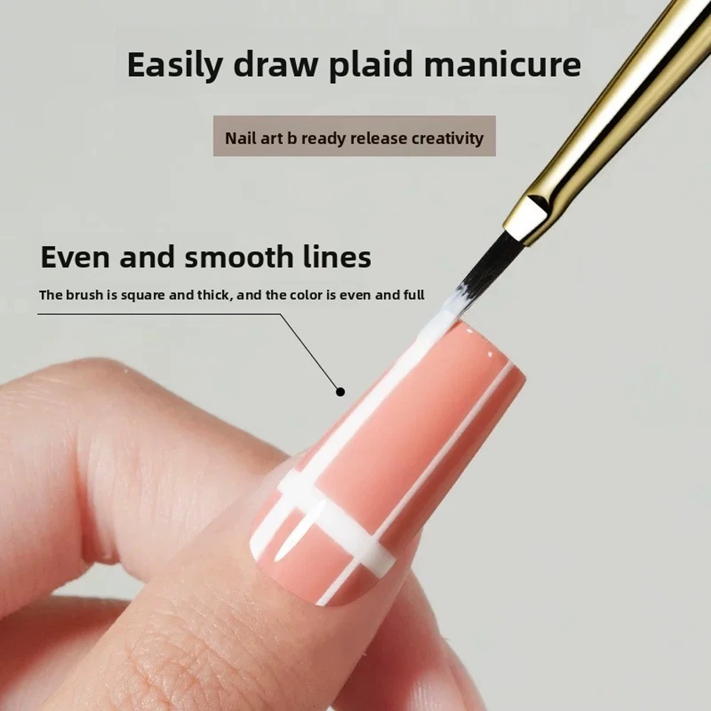 Professional Nail Plaid Art Brush For Tartan & Lines Slim Detail Drawing Painting Brush Manicure Nail Tool DIY UV Gel Extension_voghion.com