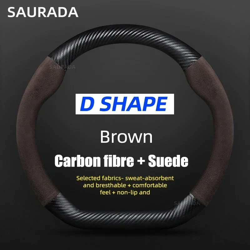 Premium Car Leather Steering Wheel Cover – 15-Inch, Non-Slip Design