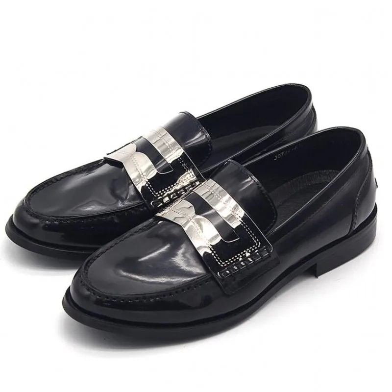

2023 Metal Loafers Handmade Slip on Cow Leather Mens Driving Boats Casual Shoes