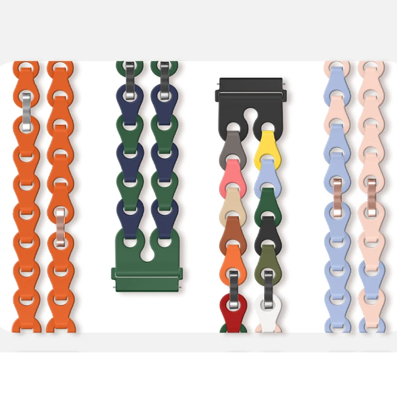 Silicone Sports Chain Link Strap for Smartwatch - Soft Band Bracelet for Men & Women