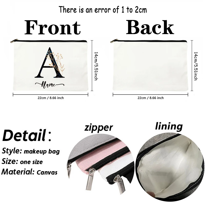 Minimalist Style Name Custom Makeup Bag Personalized Gift for Friends Sister Daughter Bridesmaid Cosmetic Kit Women Toiletry Bag 2