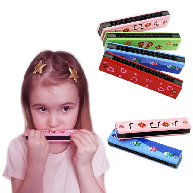 16 Holes Cute Harmonica Musical Instrument Montessori Educational Toys Cartoon Pattern Kids Wind Instrument Children Gift Kids 1