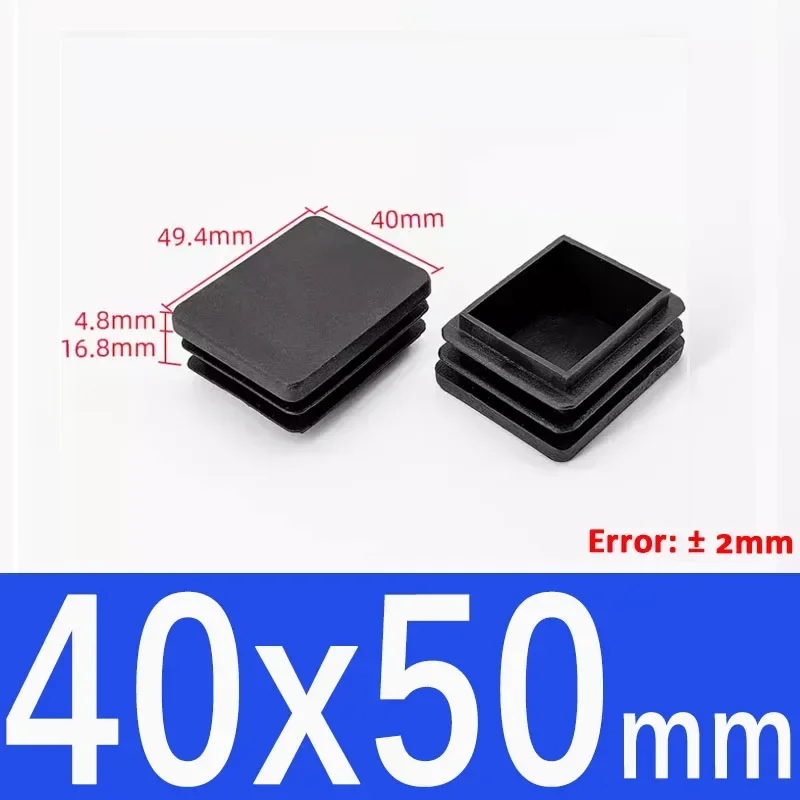 Black Square Plastic End Caps for Table or Chair Feet Protection