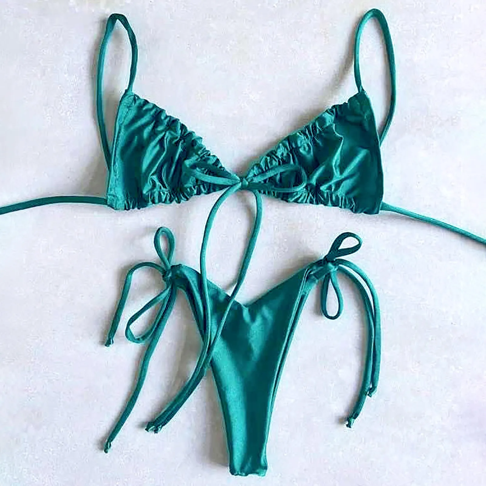 2 Piece Biquini Green Bikini Women Beach Bathing Suit Swimwear Bright Color Bikini Set Biquinis Feminino Thong Bikinis Swimsuit shein bikini sets Bikini Sets