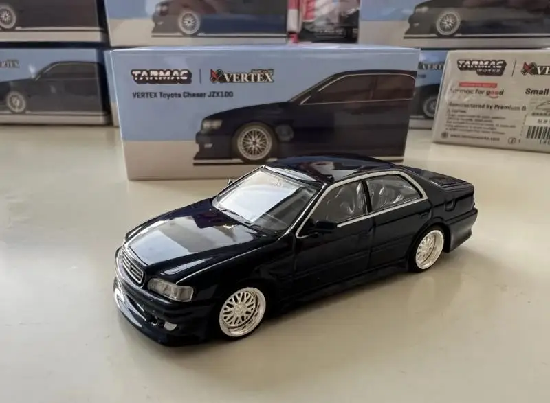 Tarmac Works x VERTEX TW 1/64 Chaser JZX100 Blue Die-cast Alloy