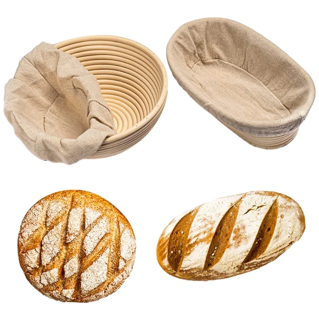 3 Foderine In Lino Per Cestini Pane - Copertura Ovale Per Lievitazione - Naturale 25,4 Cm - Foto 5