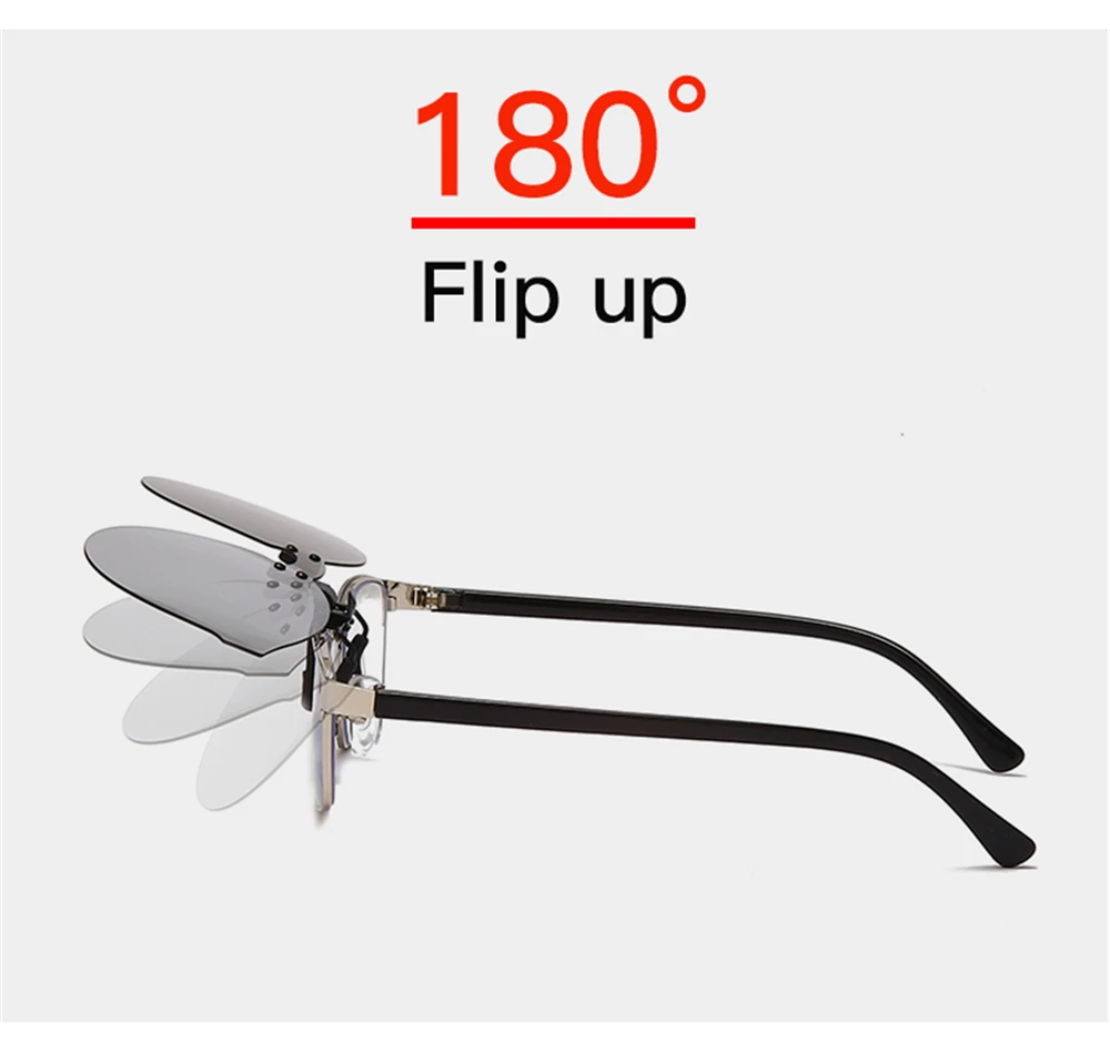 Vivibee quadratischer Spiegel Männer Klappclip auf polarisierten Nachtsicht-Fahr brille uv400 Frauen Sonnenbrille Angeln – Detail 5