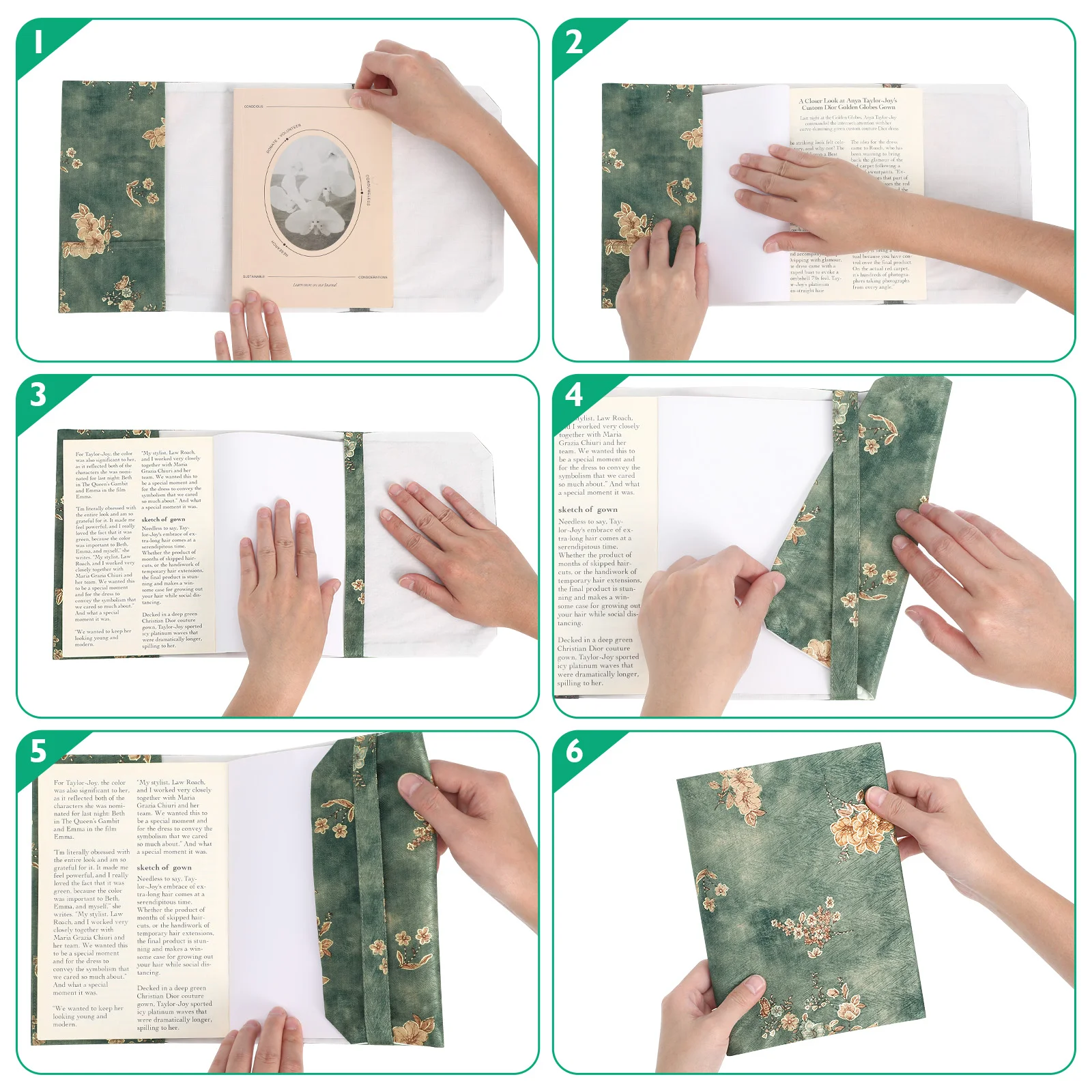 장 책 슬리브 크레인 디자인 책 보호대, 조절 가능한 책 커버, 수제 천 책 커버, 핸드 계정 북, A5