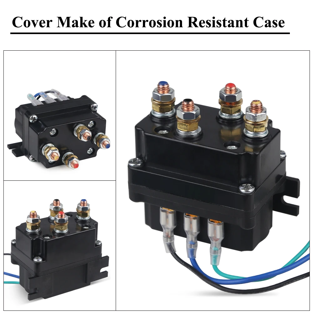 Lier solenoïde relais voor ATV UTV lier schakelaar - 1500-5000 lb zwart