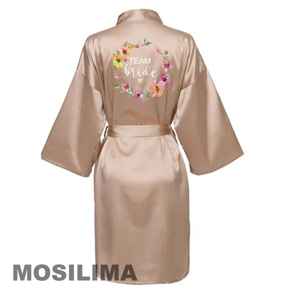 bride robes wedding party team bride robe kimono satin pajamas bridesmaid bathrobe