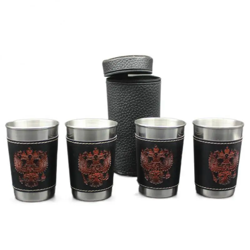 

Portable 304 Mini Wine Tumbler Vodka Cup Wine Glass Milk Tea Cup Holster Shot Glass Set Bar Kitchen Drinkware Water Bottle Bags