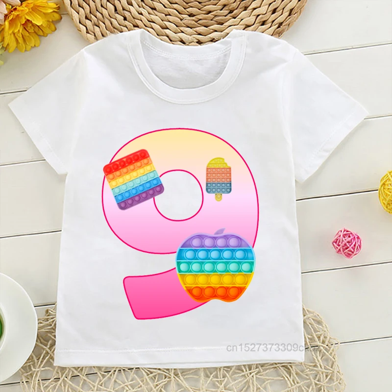 star wars t shirt New Kawaii Ice Cream Pop It Graphic Print T-Shirt Girls Happy Birthday Gift T Shirt Kids Clothes Tee Tops superman t shirt T-Shirts