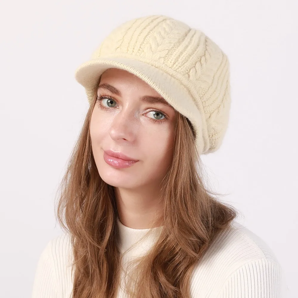 

Velvet Knitted Wool Hat Casual Thickened Windproof Winter Hat Keep Warm Beret Hat Autumn