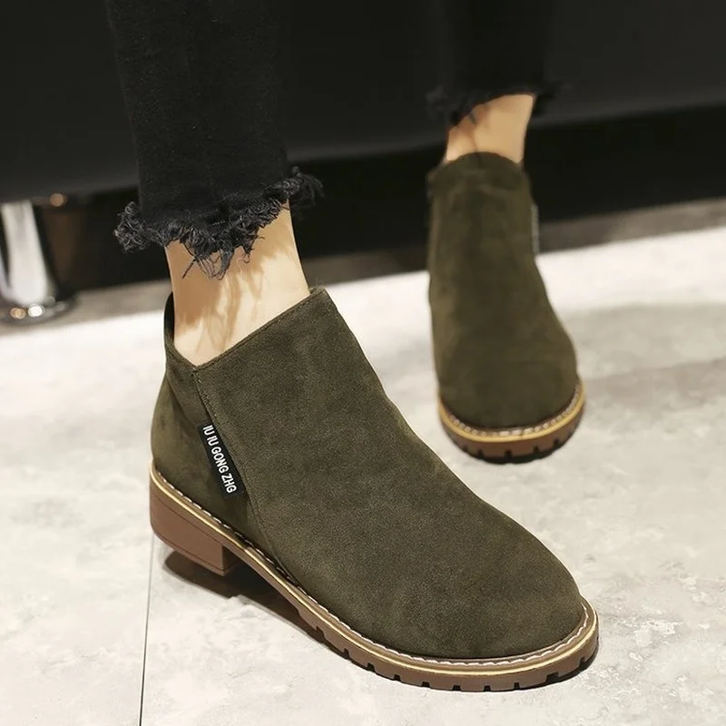 2022 New Women Boots Autumn Winter Boots Classics Zipper Snow Ankle Boots Faux Suede Woman Shoes Short Boots Ladies