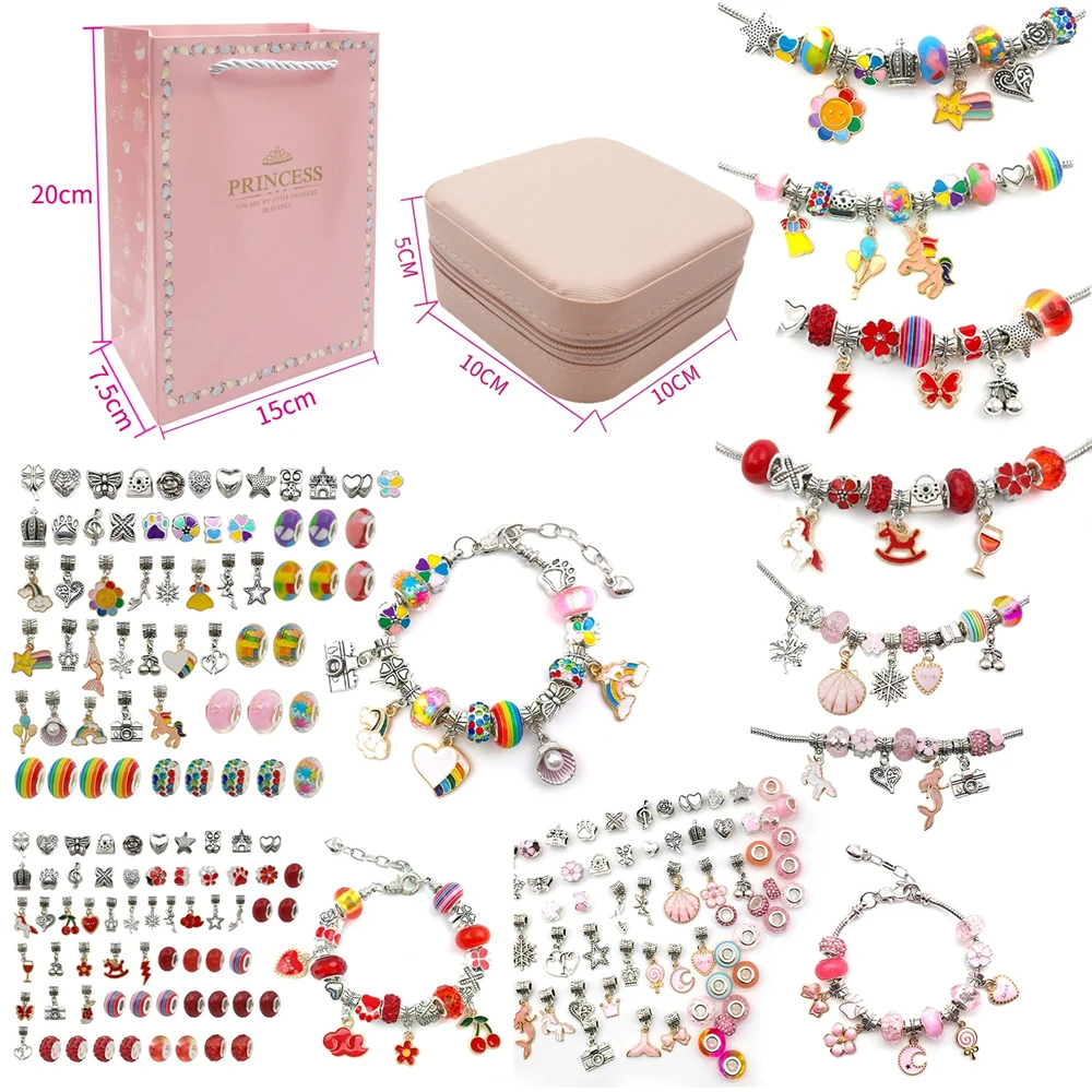 

Children's Educational DIY Beaded Bracelet Set - Colorful Crystal Beads Pendant Exquisite Gift Box Jewelry Set, Birthday Present