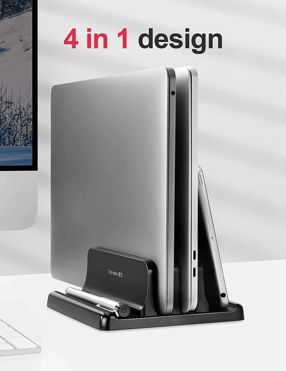 Suporte Vertical Ajustável para Laptop Slot Duplo Plástico Abs Economia de Espaço Macbook Superfície do Chromebook hp Dell Livro Ipad 4in Design - Imagem 3