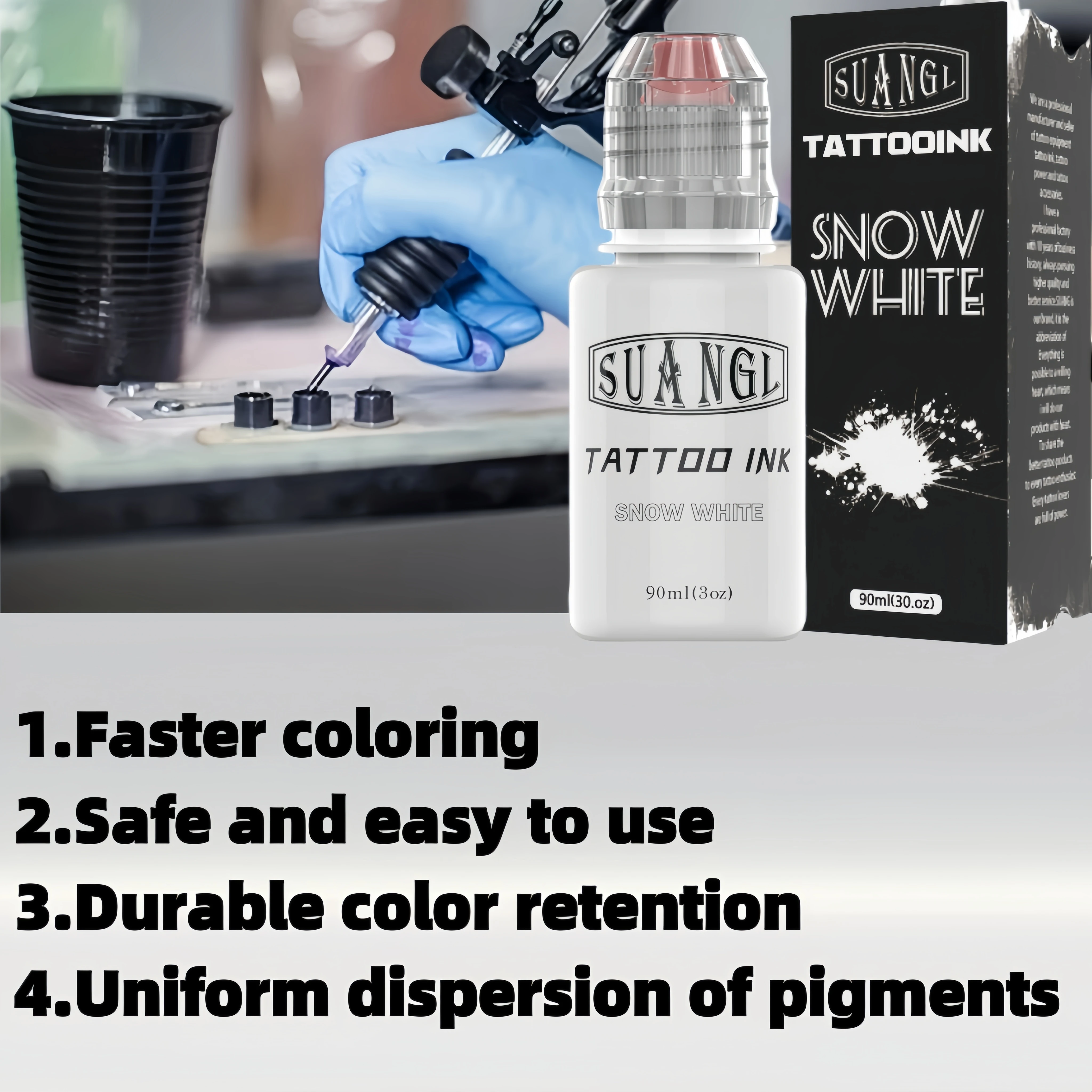 White tattoo ink-Professional tattoo ink with high pigment content-Bold toned white suitable for artists