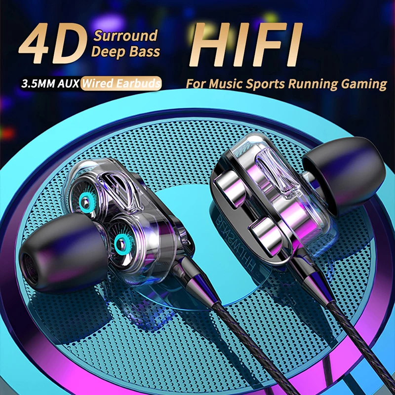 Wired Earbuds with Mic for Sports and Music