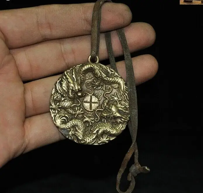 Antico Antico Cinese Feng Shui Dinastia Bronzo Drago Zodiaco Animale Amuleto Ciondolo