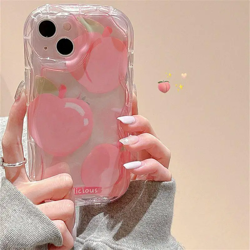 Red Cherry Pink Peach Wavy Pattern Phone Case