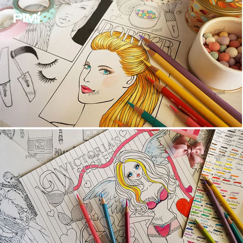 96 Pages Fashion Anti-stress Inky Treasure Adult Colouring Books