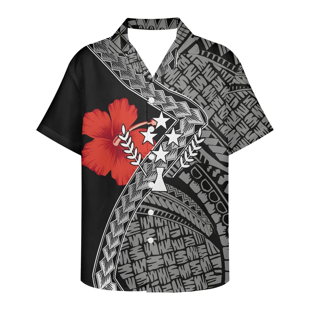 

Hawaii Polynesian Traditional Men's Shirts Hibiscus Print Spring And Summer Clothes Short-Sleeved New Design V Neck Men's Shirts