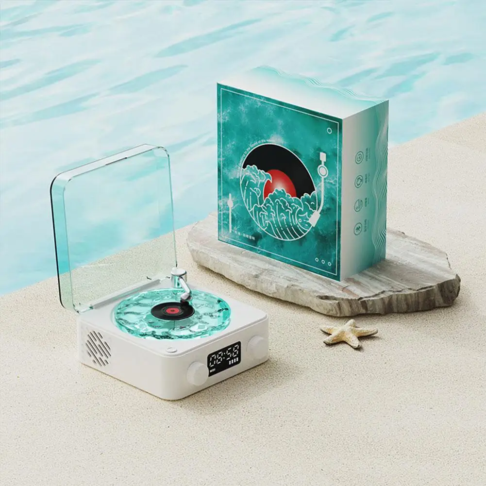 Mini Portable Retro Wave Vinyl Record Player Speakers 360 Surround Sound White Noise Bluetooth Speaker Music Center Support TF 4
