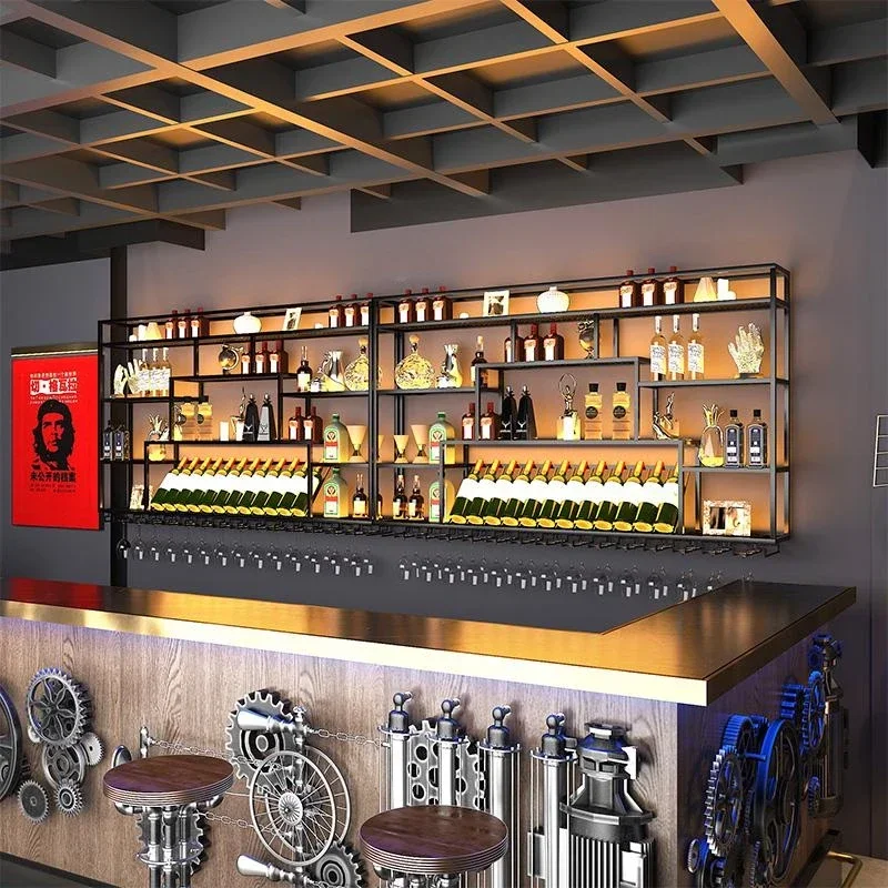 Shelf Bottle Storage Floating Bar Closet Movable Commercial Coffe Organizer Wine Rack Cabinet Beverage Shop Vinoteca Furniture
