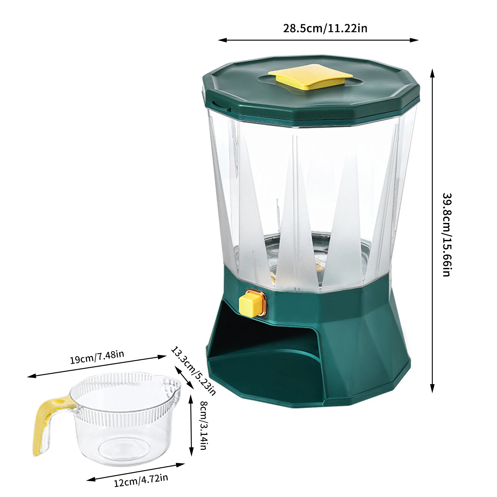 4 Grid Rice Dispenser Cereal Storage Container With Large Dry Food Container, Transparent 4 Compartments And Candy Rotating Base