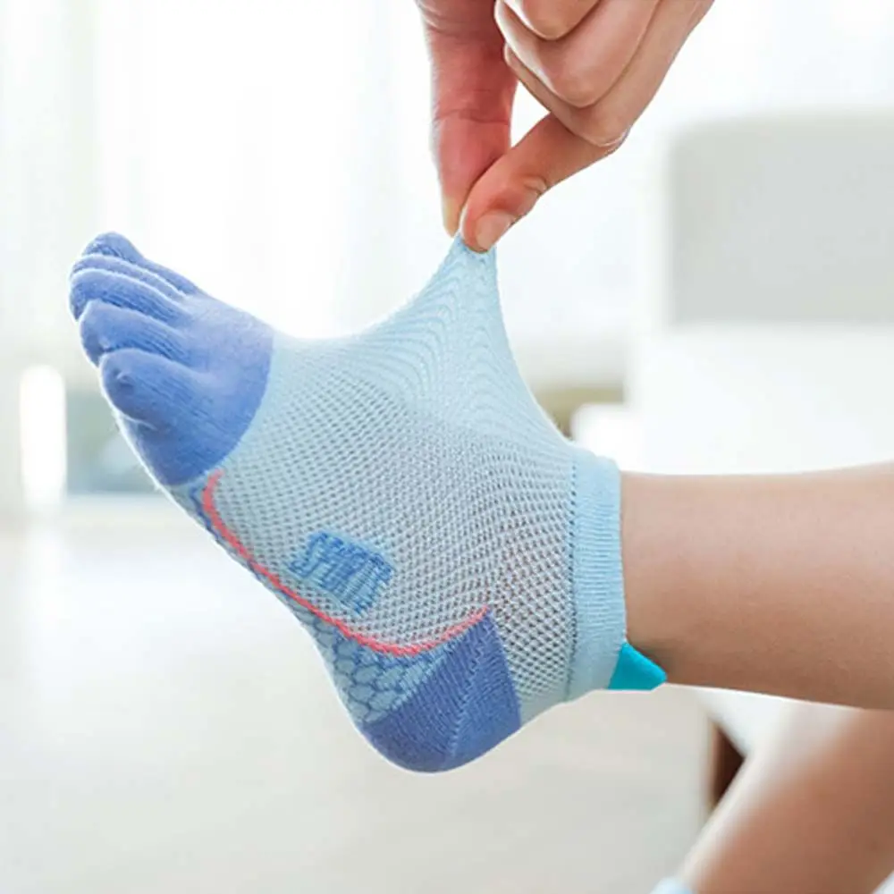 Breathable Color Matching Cotton Anti-slip Sweat Absorbing Five-Finger Socks Split Toe Socks Short Tube Kids Hosiery