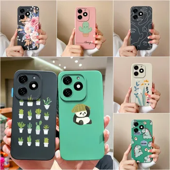 Case For Infinix Smart 8 X6525 Phone Cover Cute Fancy Cactus Matte Soft Liquid Silicone Protective For Infinix Smart8 Funda Capa