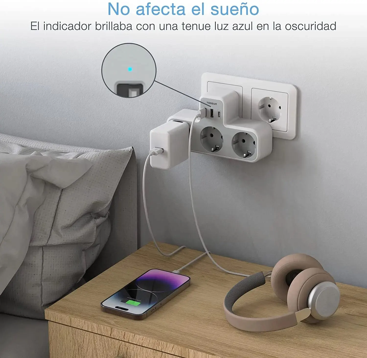 TESSAN EU Plug Power Strip with 3 AC Outlets +2 USB Ports+ 1 Type C 6-in-1 Plug Socket Adapter Wall Charger for Home Office power strip electrical socket power socket plug adapter wall socket extender power plug adapter