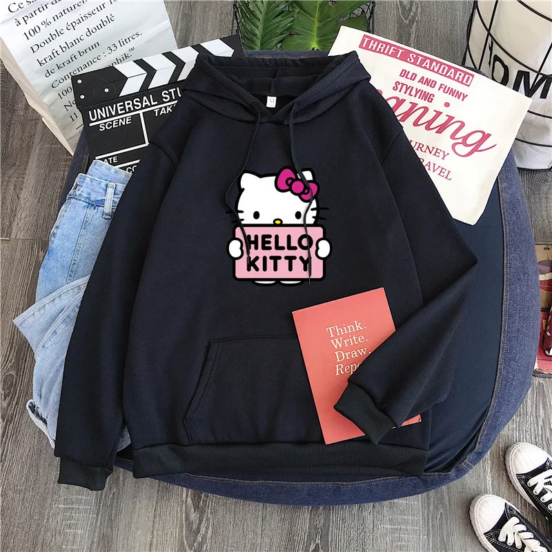 thumbnail image 1 of 2024 nuevas sudaderas informales para mujer Sanrio Hello Kitty Kawaii Tops para mujer lindas sudaderas con capucha moda Harajuku mangas largas talla grande, 1 of 5