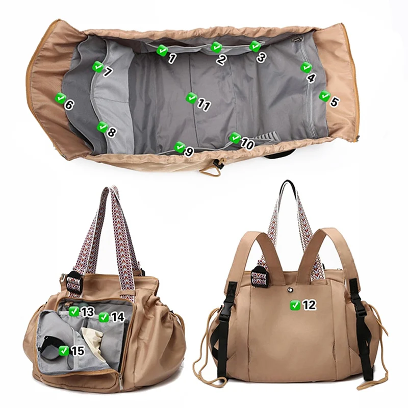Travel Multiple Compartments Mummy Bag Shopping Cradle Duffel Bag Outdoor Camping Storage Handbag Large Fashion Luggage Backpack