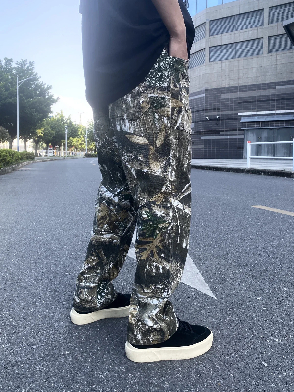 Yao888 Leaf Camouflage Functional Tactical Pants Pure Cotton Washed Streetwear Vintage Casual Oversize Trousers For Men 6
