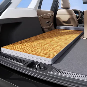 Portable Car Travel Bed Non Inflatable Folding Mattress For Camping Office Rest Car Rear Seat Sleeping Pad With Vine Mat