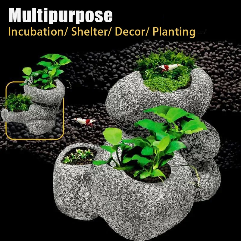 Ceramic Planting Pots Fish Shrimp Incubation Shelter Cave Multipurpose Fish Tank Aquarium Decorations Water Aquatic Plant Basin fish tank ornaments fish tank decorations aquarium ornaments