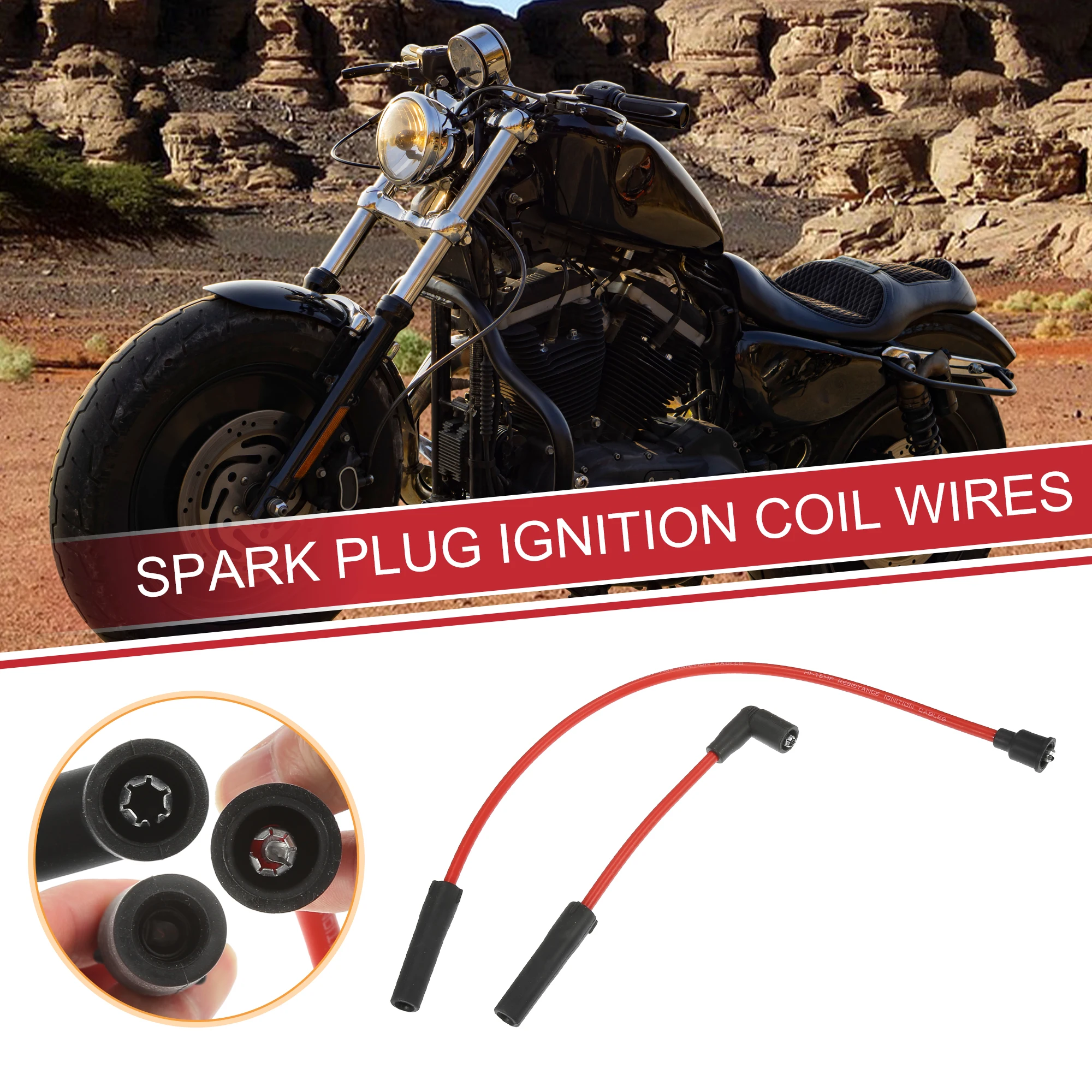 Ignition Cable Set UXCELL 2 Pcs Spark Plug Wire Ignition Coil Cable for Harley Davidson Sportster 883 1200