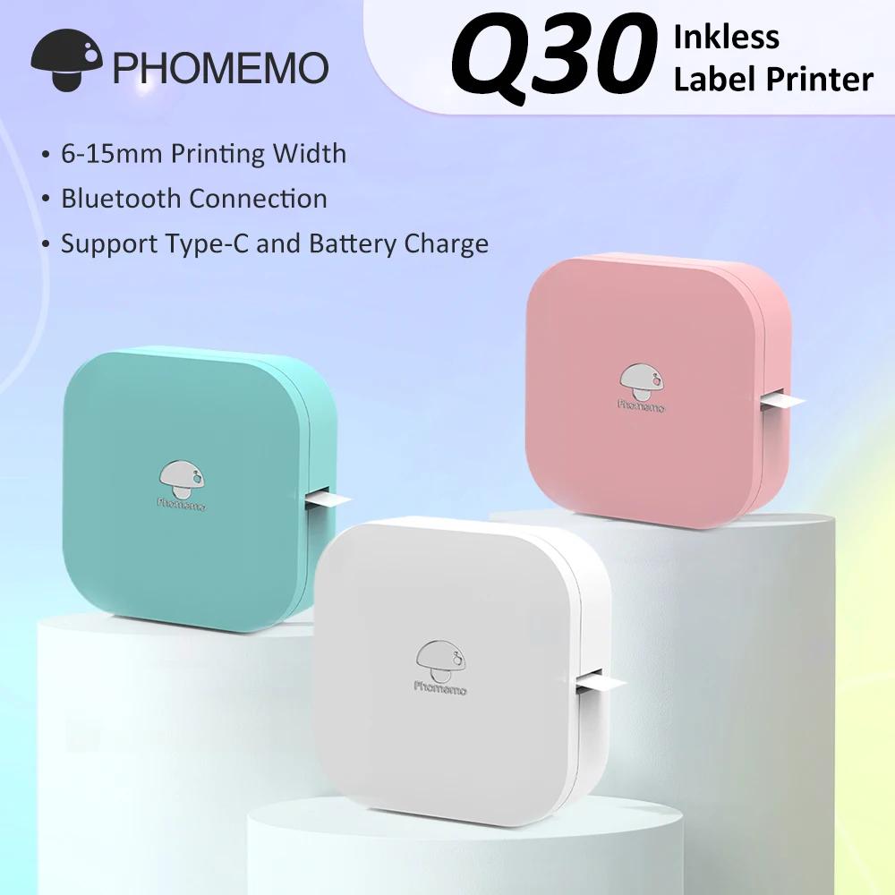 Phomemo-fabricante de Etiquetas sem Fio Portátil Fita Impressora Incluída Modelo Múltiplo para Telefone Escola Escritório Adesivo Q30 Q31 Q30s
