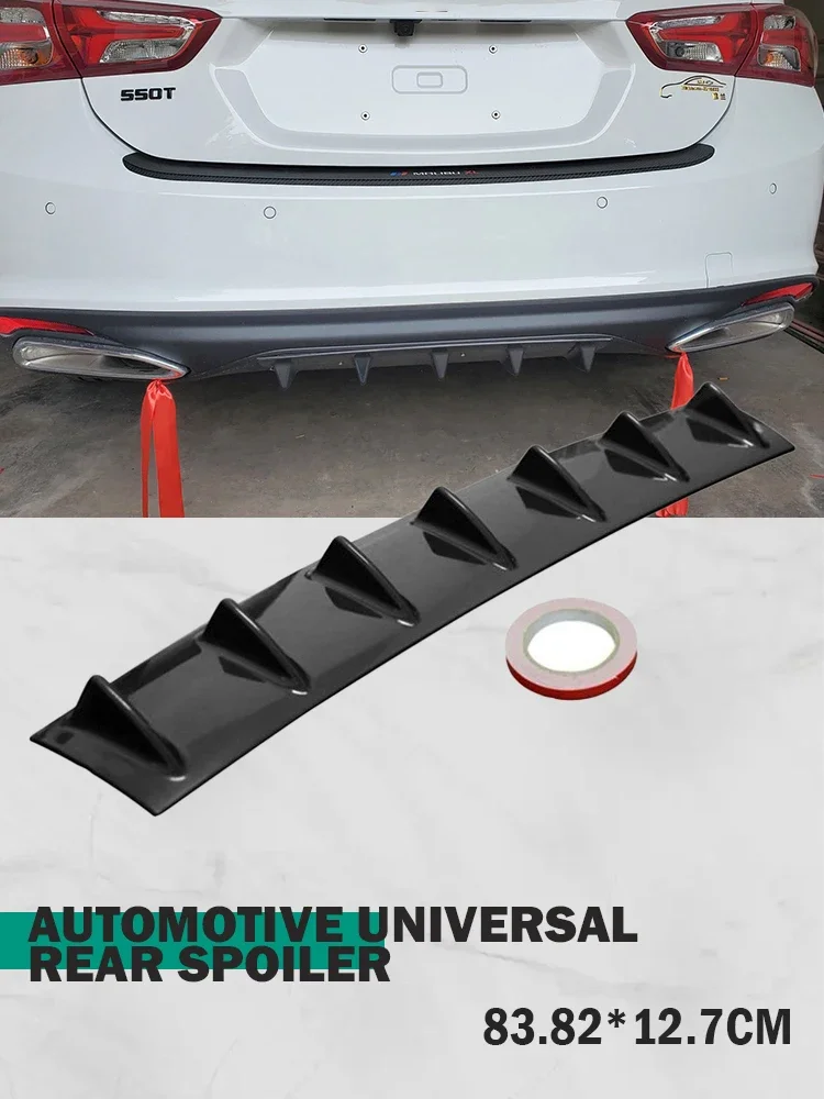 Car bumper spoiler 3pcs Universal Rear Bumper Spoiler Diffuser 7 Wing Shark Fin Style Lower Body Lip Gloss Black